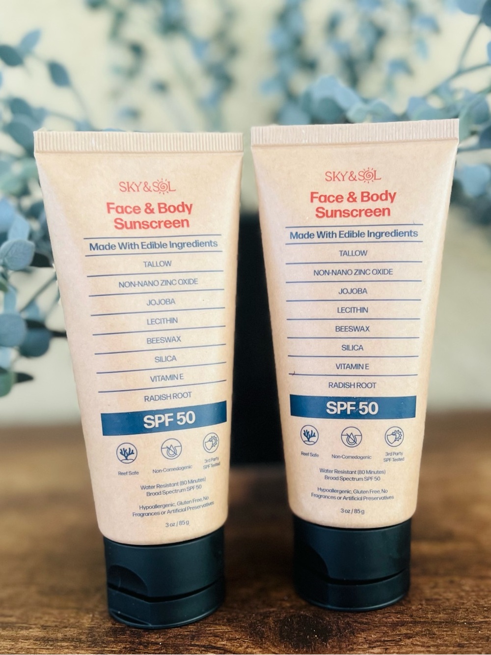 Sky & Sol SPF 50 Sunscreen 2 Pack Face Body Clean Mineral Zinc - Picture 2 of 7